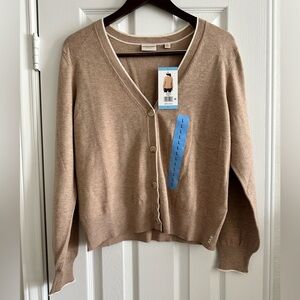 Scotch & Soda Women's V-Neck Button Up Long Sleeve Cardigan,  Size L - Camel